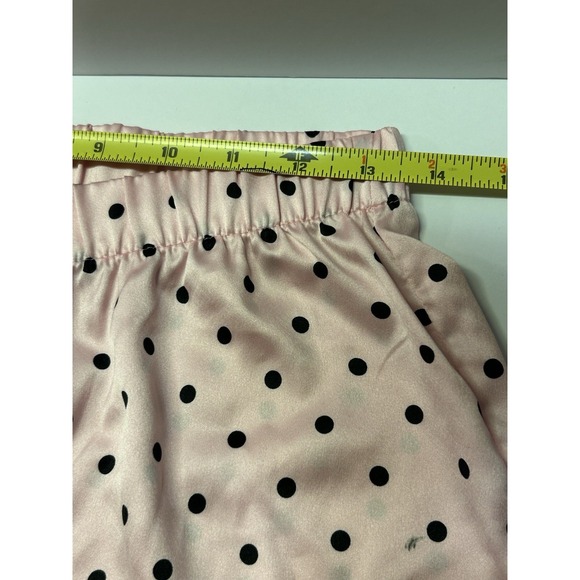 Victoria's Secret Satin Shorts XS Pink With Black Polka Dots Black Lace Trim New - Picture 6 of 10
